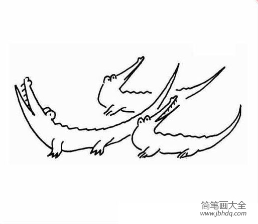儿童动物简笔画鳄鱼