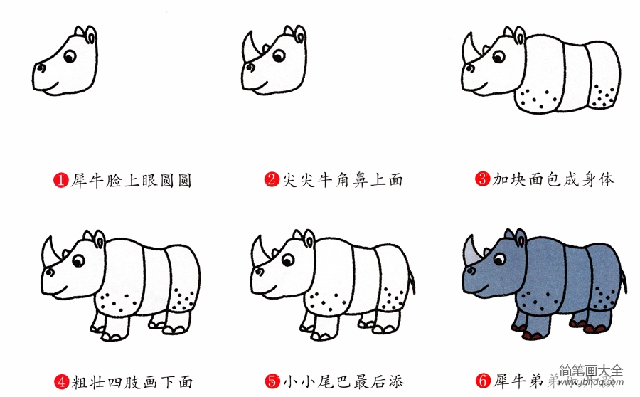 简笔画犀牛的画法