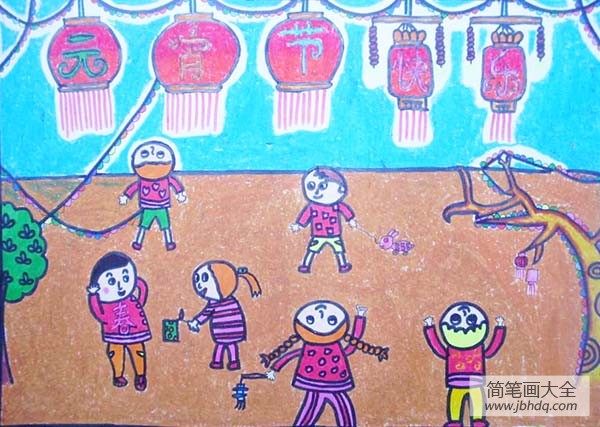 2017正月十五元宵节儿童画