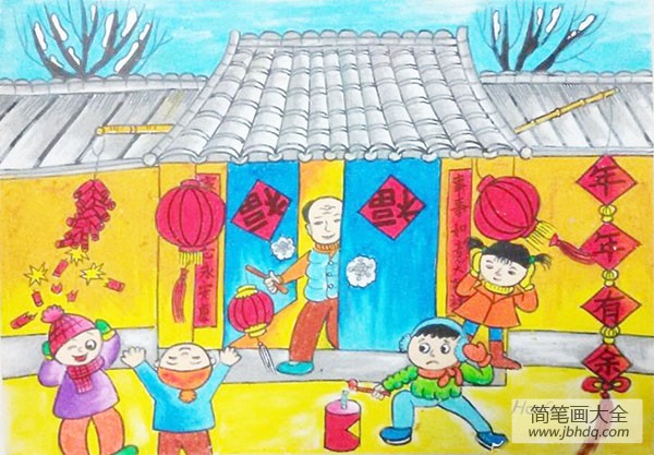 2017年鸡年春节的儿童画作品欣赏
