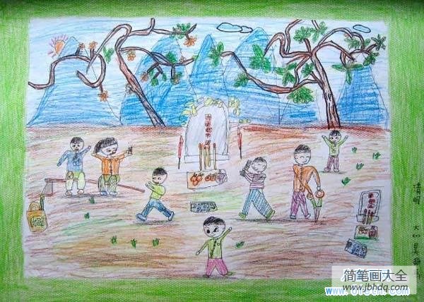 幼儿园大班优秀的清明节儿童画作品欣赏