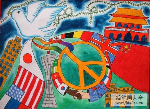 关于抗战胜利儿童画-反法西斯战争的胜利