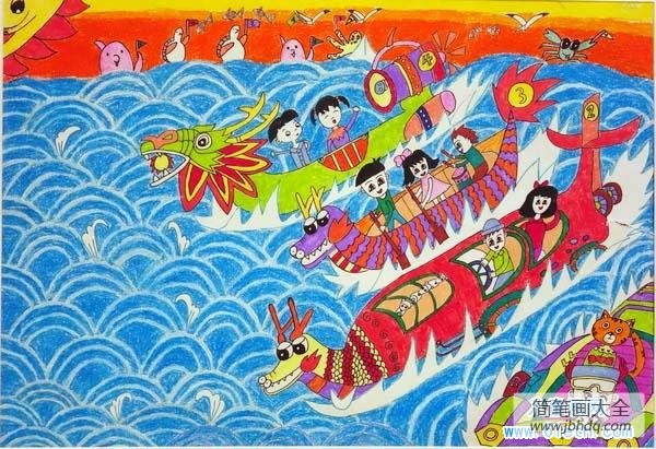 端午节儿童画美术绘画作品欣赏