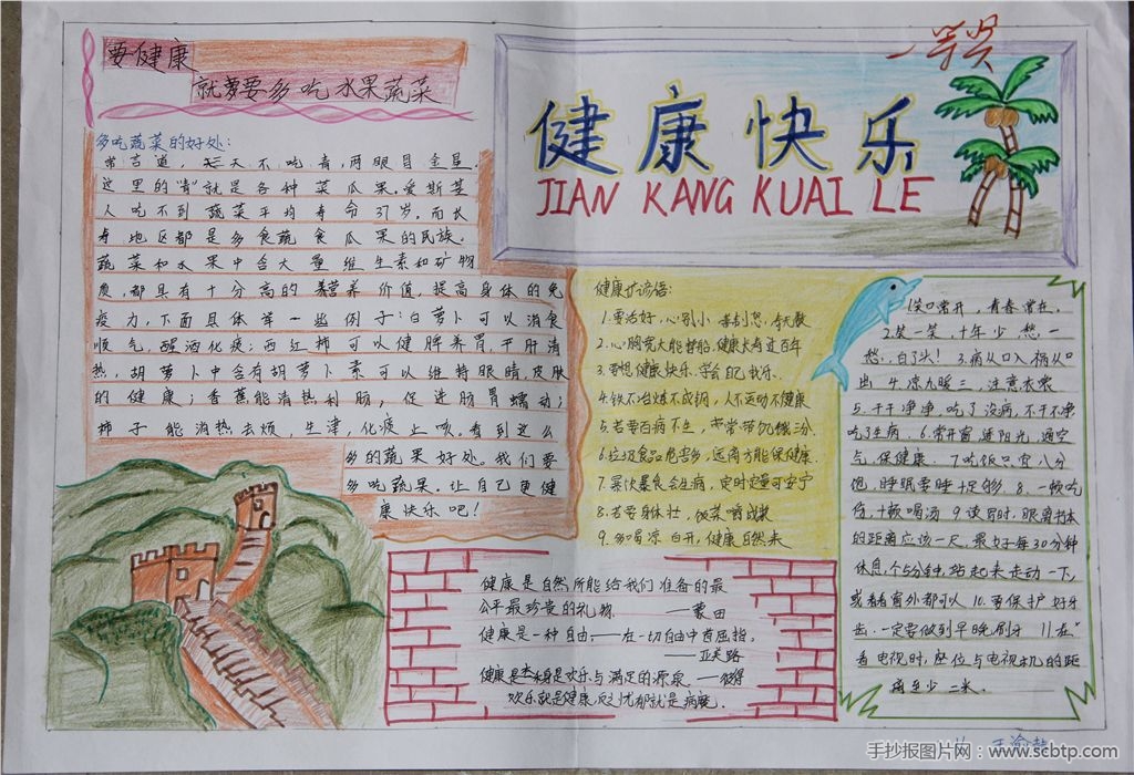 “快乐生活,健康成长”手抄报大全