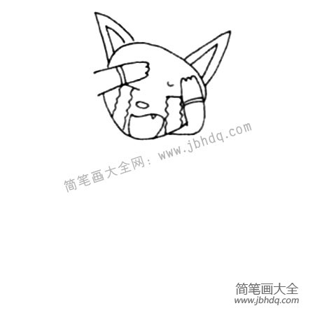 3.画出遮住脸的前爪。