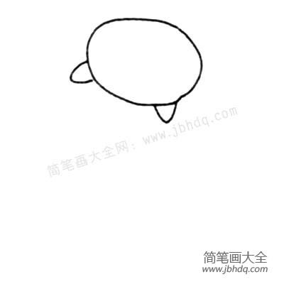 1.先画一个圆作为猫的脸，在上面画一对三角形的耳朵