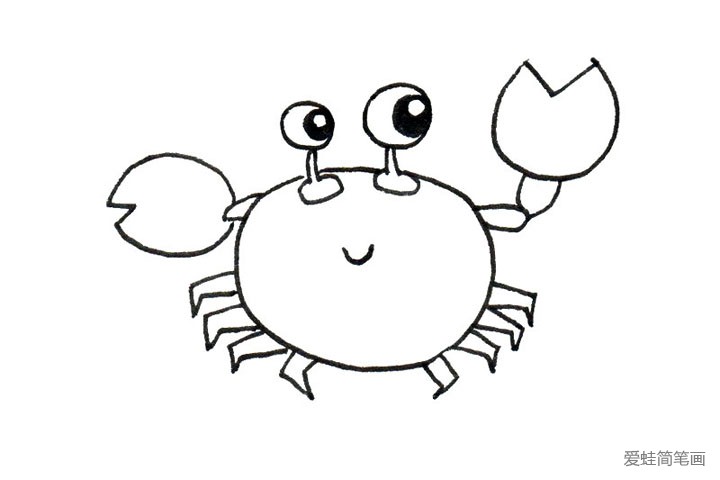 卡通小螃蟹简笔画3