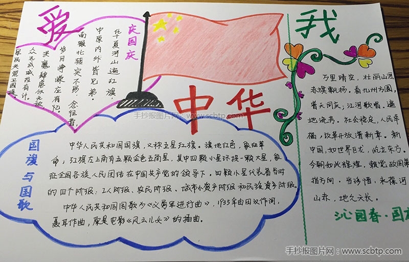 爱我中华小学生国庆手抄报