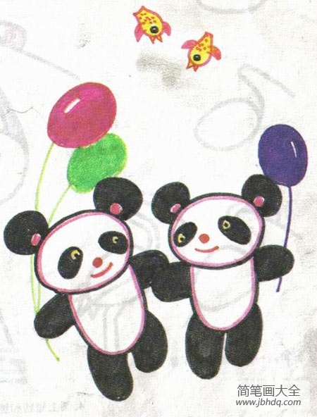 手拿彩气球的熊猫