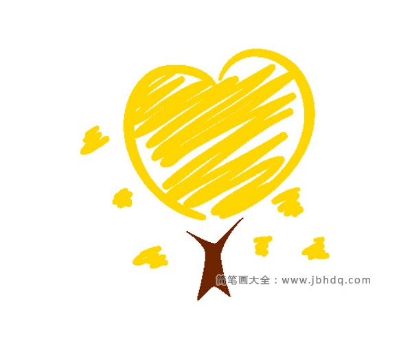 手绘简笔画漂亮的黄色大树
