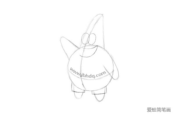 1.先用铅笔轻轻勾画出派大星的线稿草图,不用画的太重,方面调整修改。