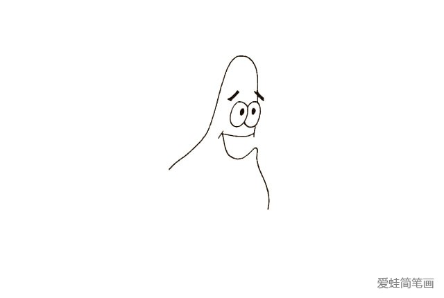 5.在眼睛的下方画出他的嘴巴,嘴巴张得大大的。
