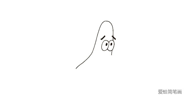 4.用线条把他的头部给勾勒出来,线条画的圆润一些。