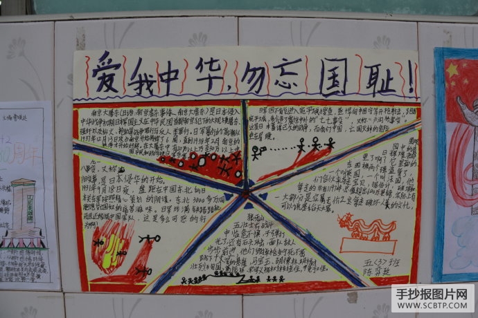 勿忘国耻,爱我中华的手抄报