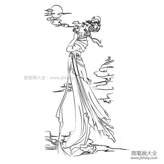 赏月的嫦娥简笔画