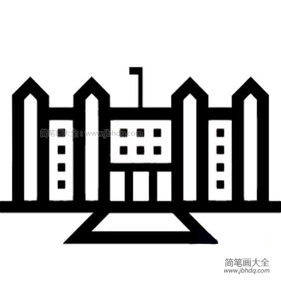 学校教学楼简笔画