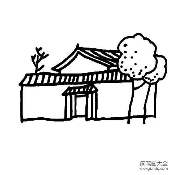 农家小屋简笔画