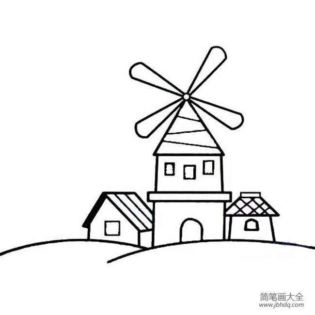 建筑简笔画 风车简笔画图片