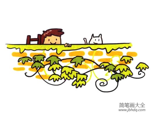 四步画出可爱简笔画 爬山虎爬呀爬