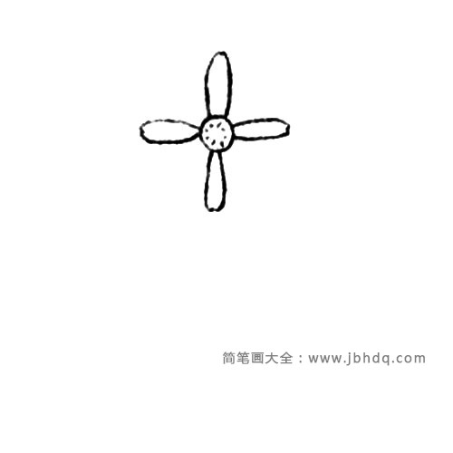 1.先画出上下左右的花瓣儿。