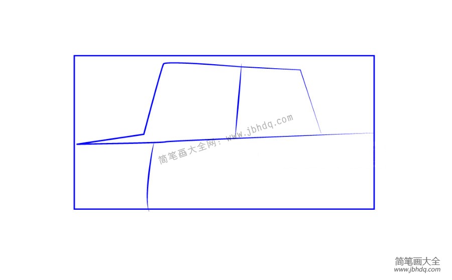 步骤一：用线条勾出车窗和车身的位置