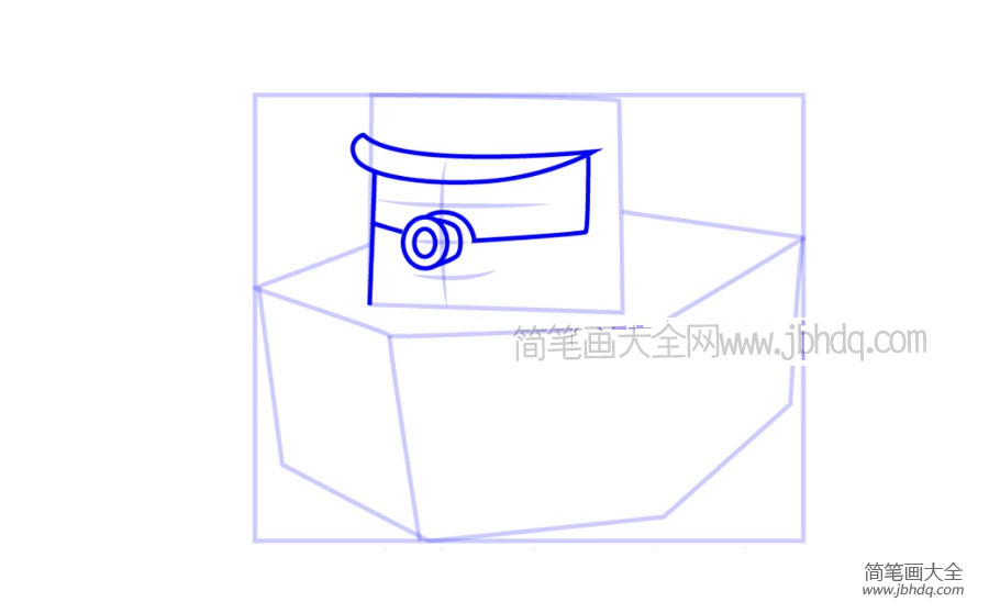 步骤三：画马林的帽檐鼻子和前挡风玻璃