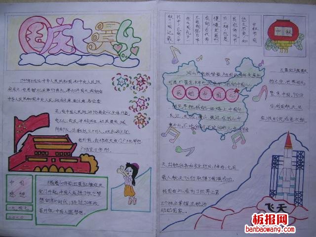 国庆七天乐手抄报图片