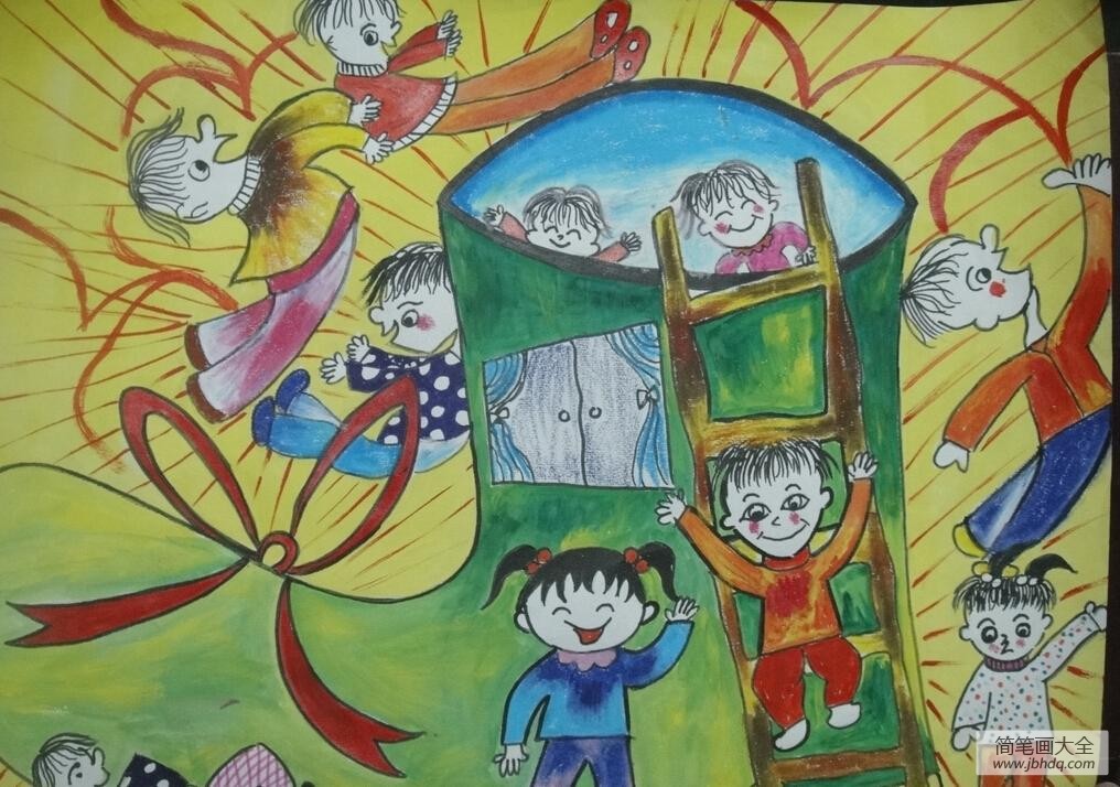 一年级国庆节儿童画-国庆齐欢乐