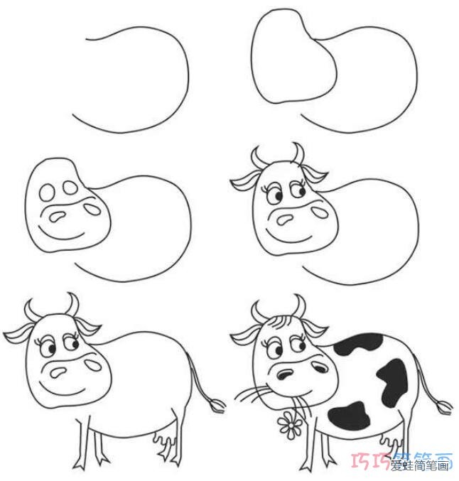 奶牛的画法手绘带步骤图