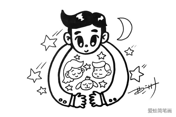 3.妈妈、宝宝都在爸爸的呵护下静静的安睡，是不是特别有安全感，爸爸就是这样一直默默的守护着我们。