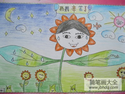 小学生母亲节儿童画-妈妈辛苦了