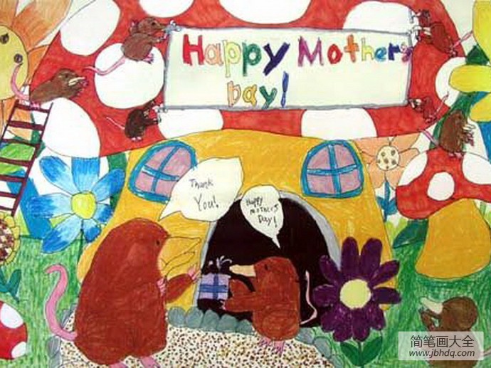 国外母亲节儿童画图片-Happy mother's day