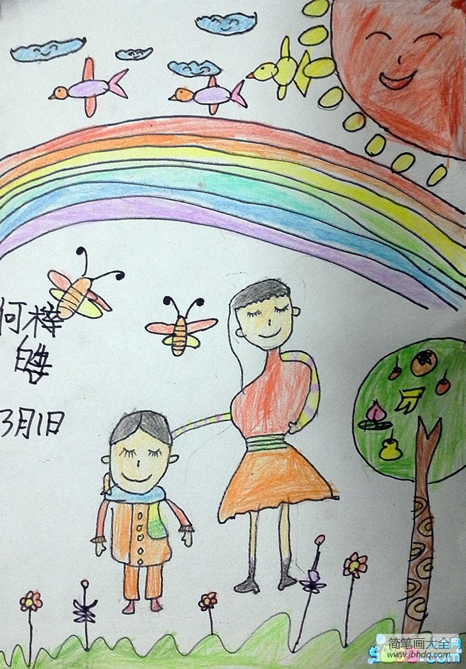 有关母亲节的儿童画-就这样和妈妈一起