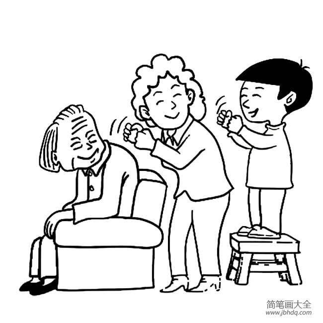人物简笔画素材 捶背