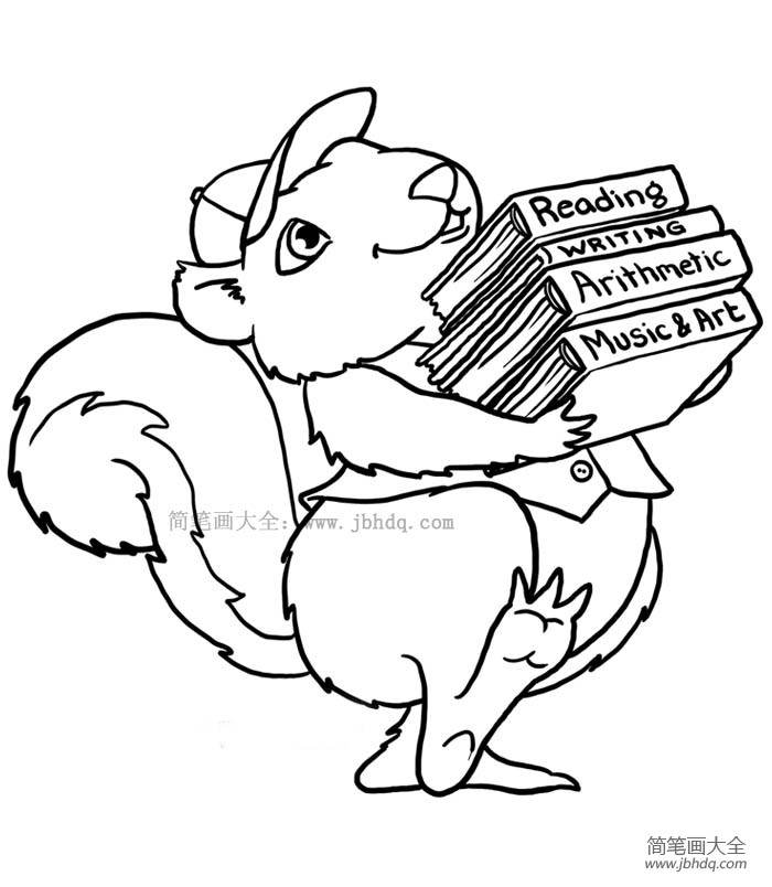 抱着书的小松鼠简笔画图片