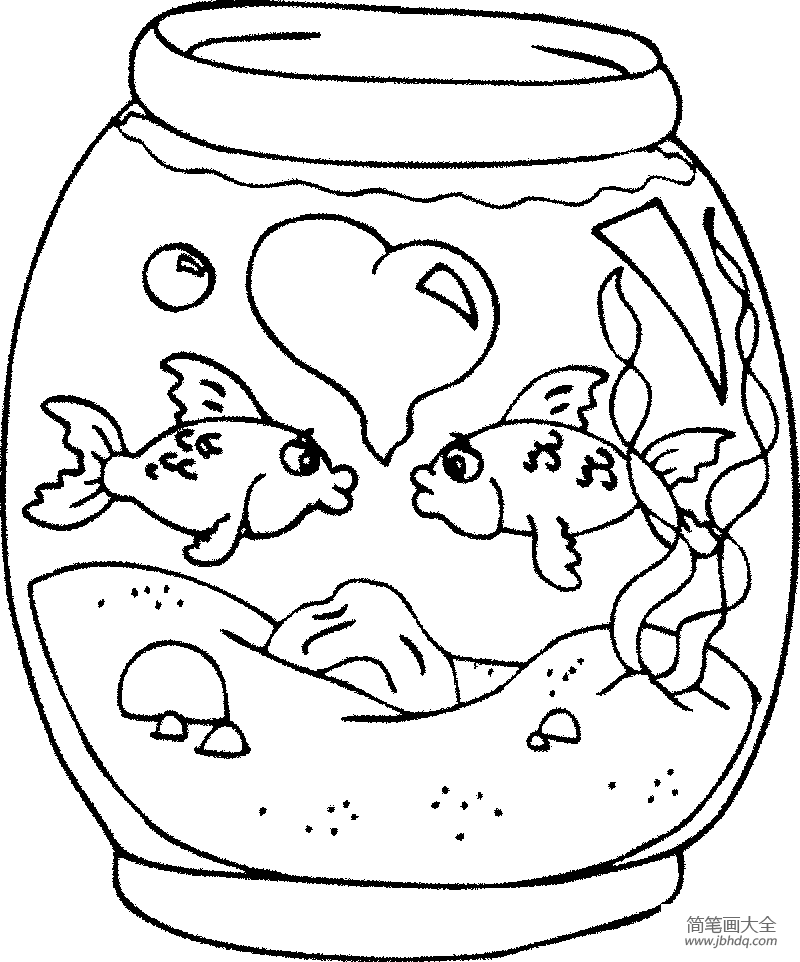 鱼缸里的鱼简笔画图片