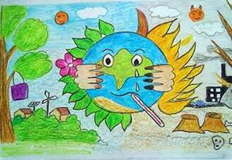 发烧的地球母亲世界地球日绘画作品分享