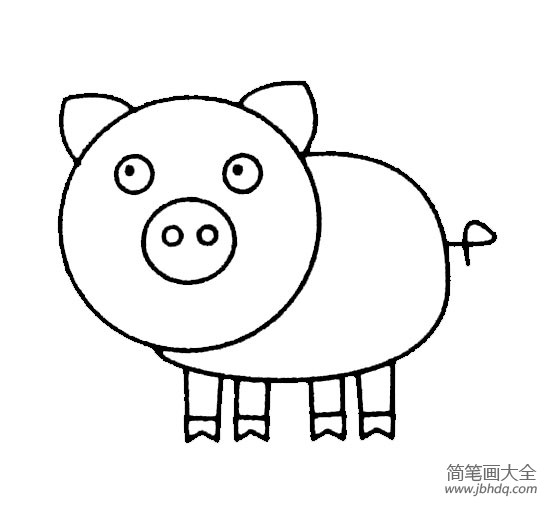 可爱的小猪简笔画实例及步骤