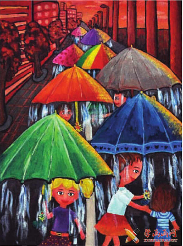 儿童科幻画获奖作品欣赏《太阳能遮阳伞》(1)