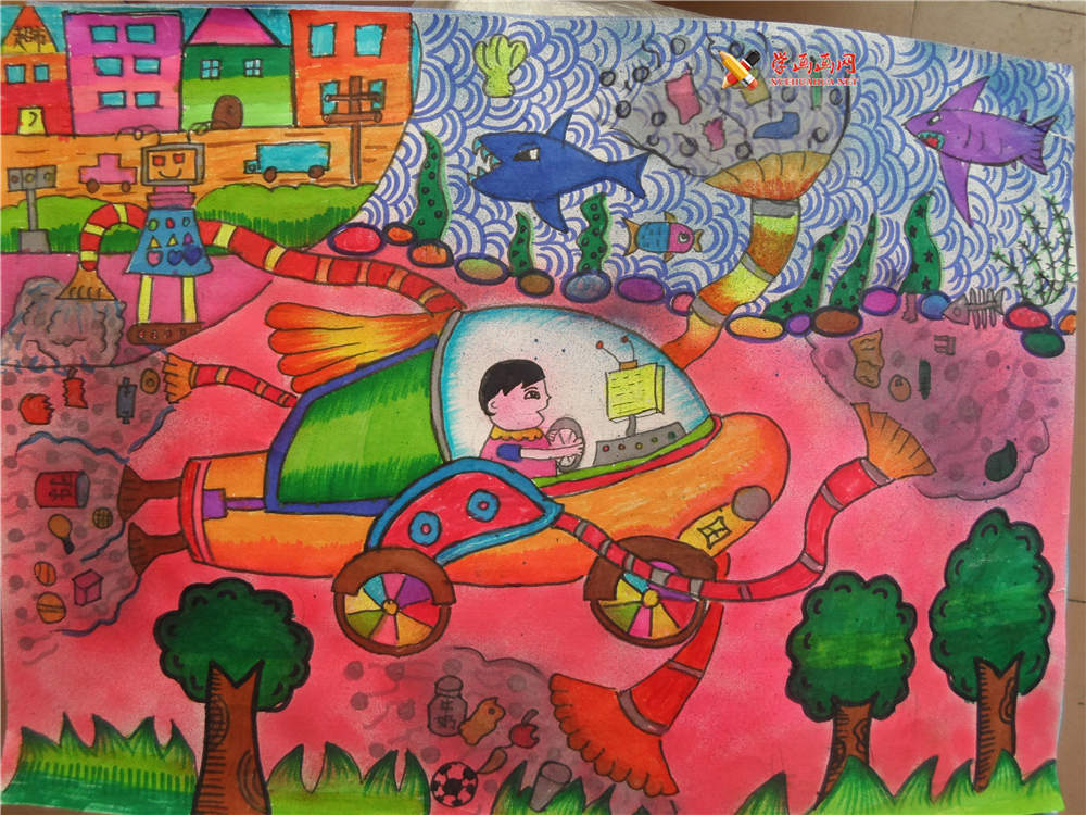 获奖科幻儿童画《吸尘汽车》作品欣赏(1)