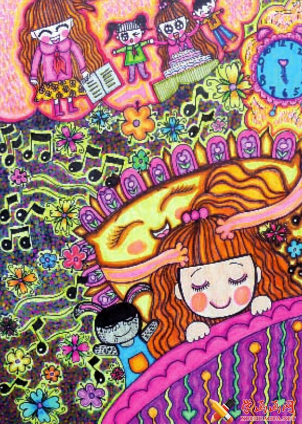 儿童科技画作品获奖作品《美梦枕头》(1)