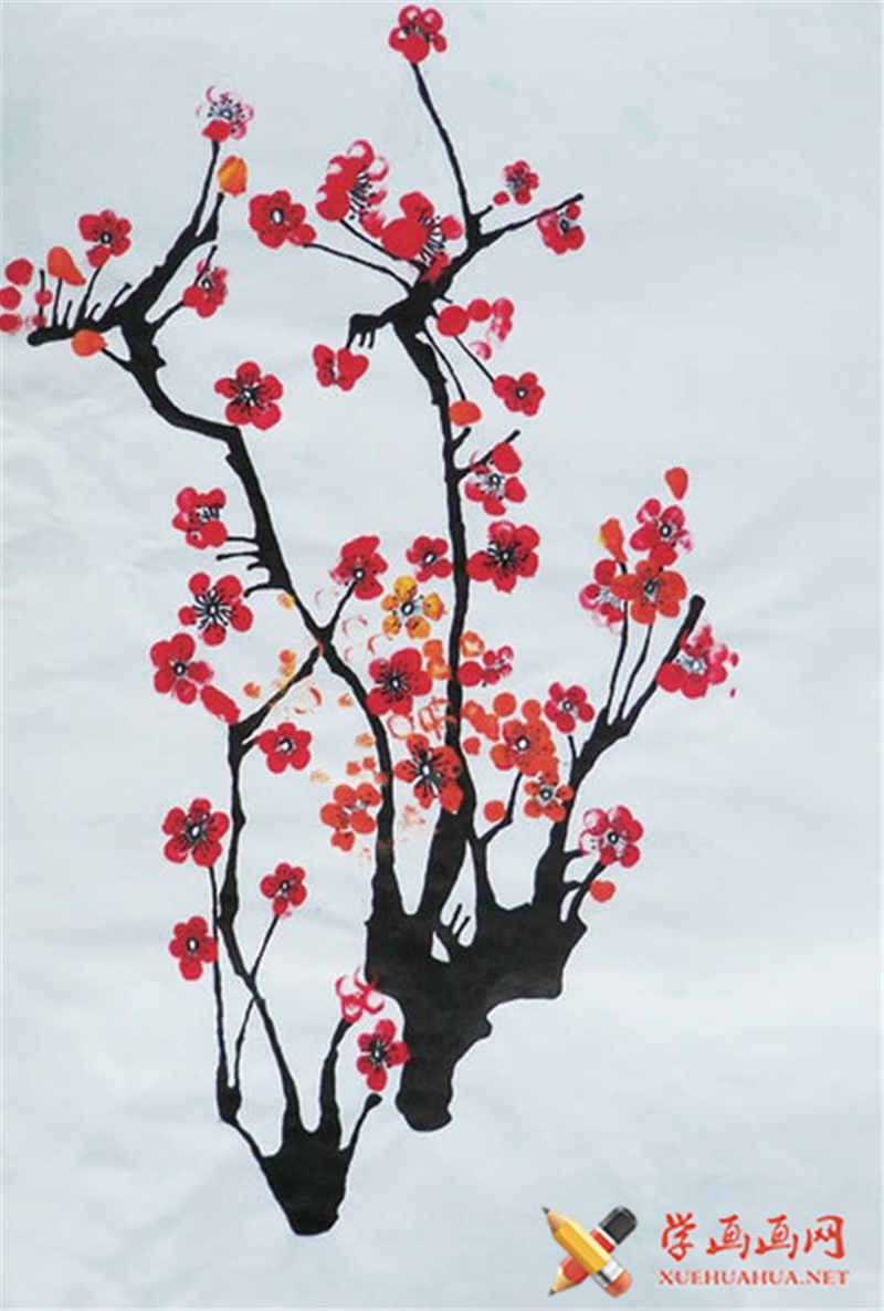 查看原始大图 儿童中国画作品红梅(1)
