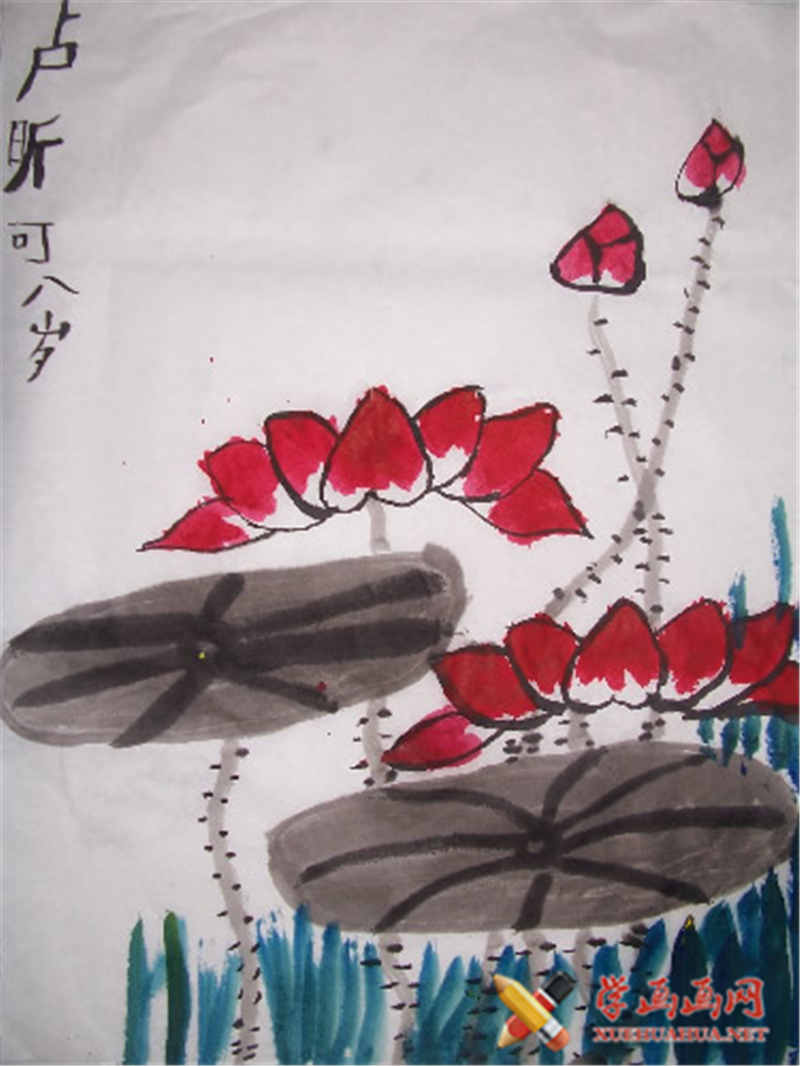 儿童画荷花(1)