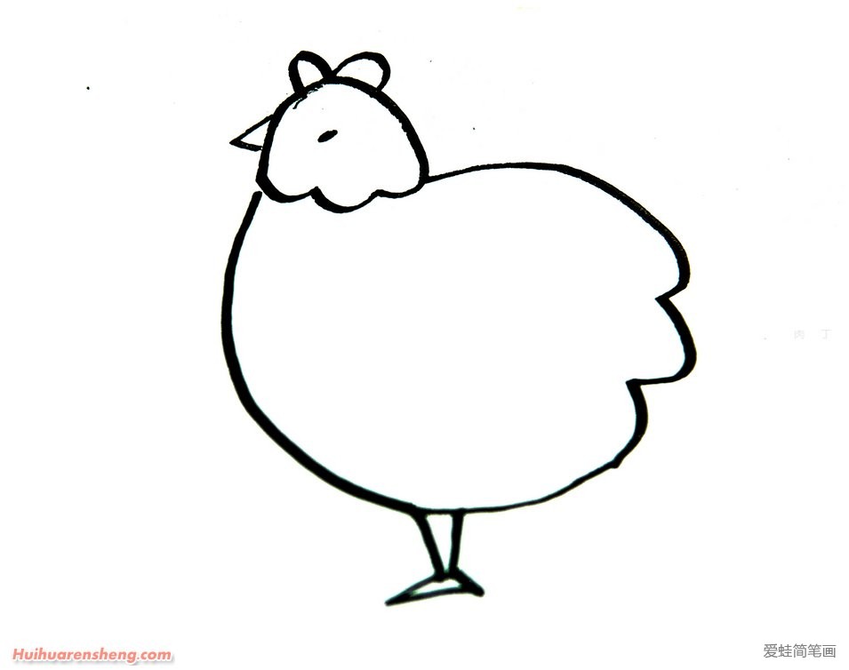 彩色胖母鸡简笔画