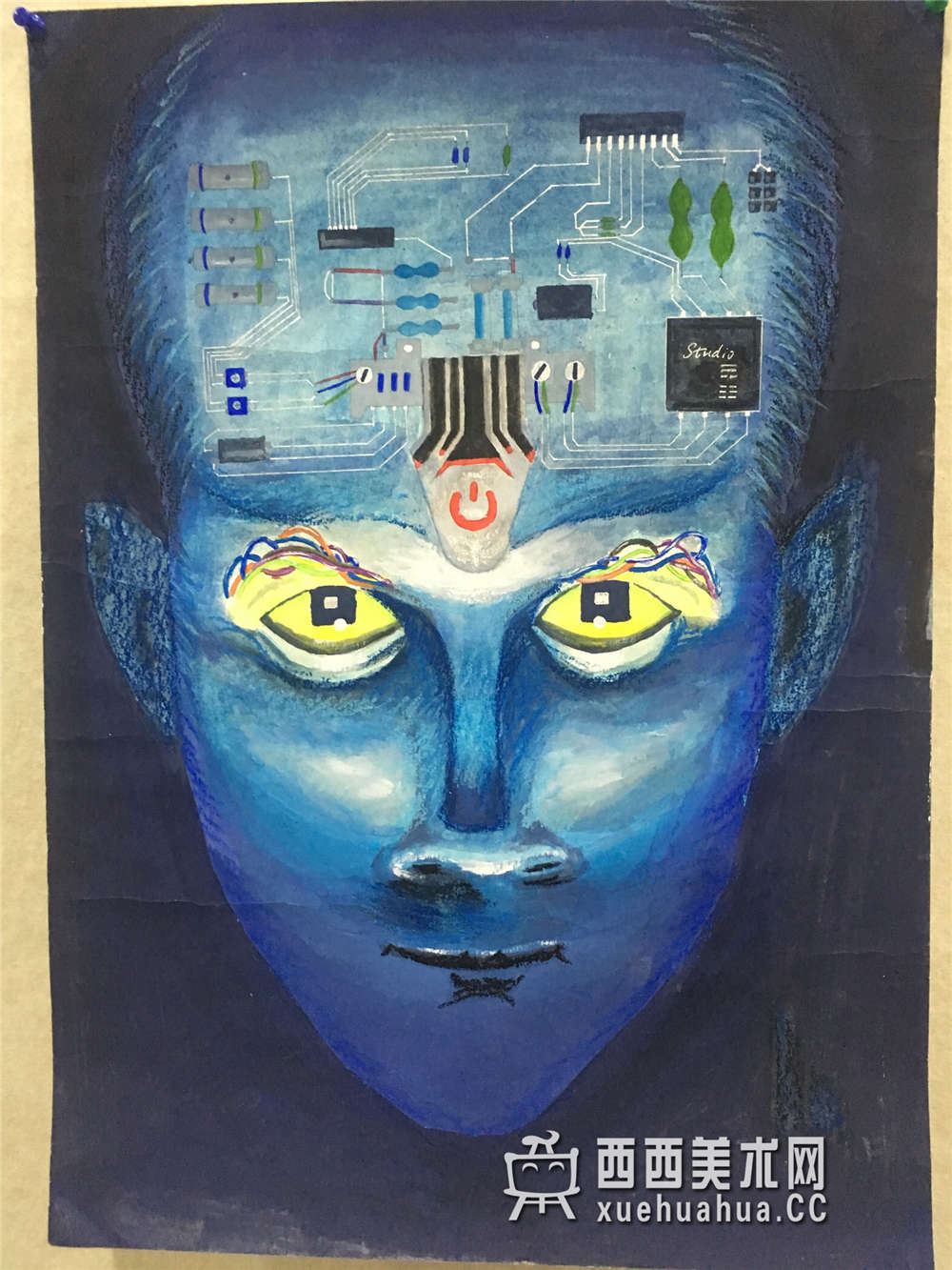三等奖获奖中学生科幻画《梦幻机器人》分析(1)