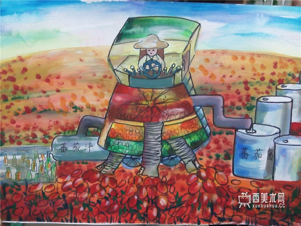 小学生科幻画《番茄加工机》欣赏(1)