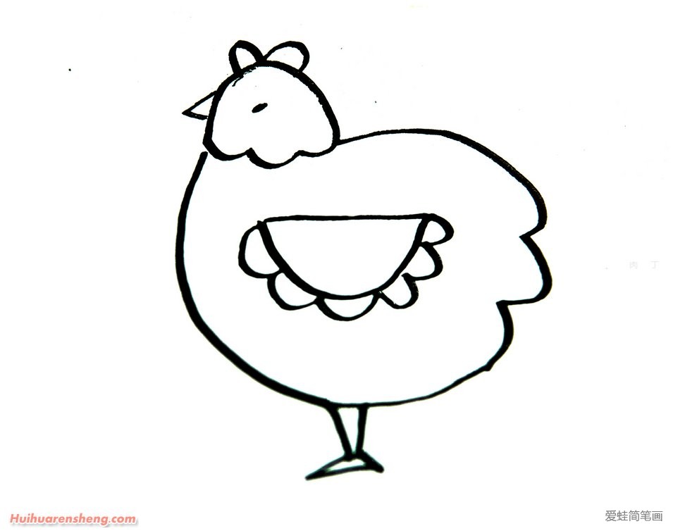 彩色胖母鸡简笔画