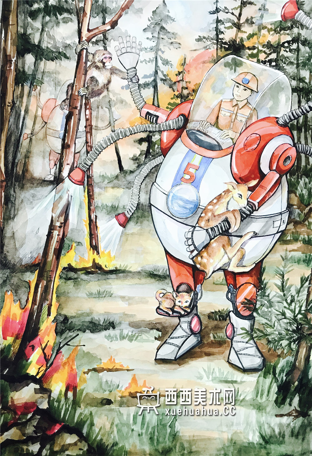 一等奖获奖科幻画《森林卫士》赏析(1)