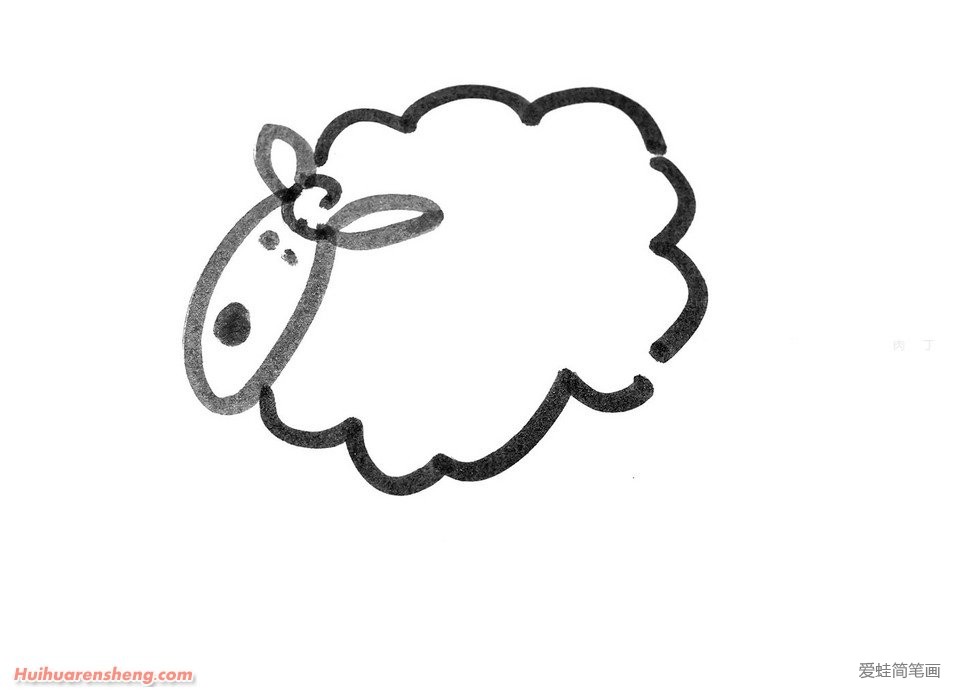 叼花的小绵羊简笔画
