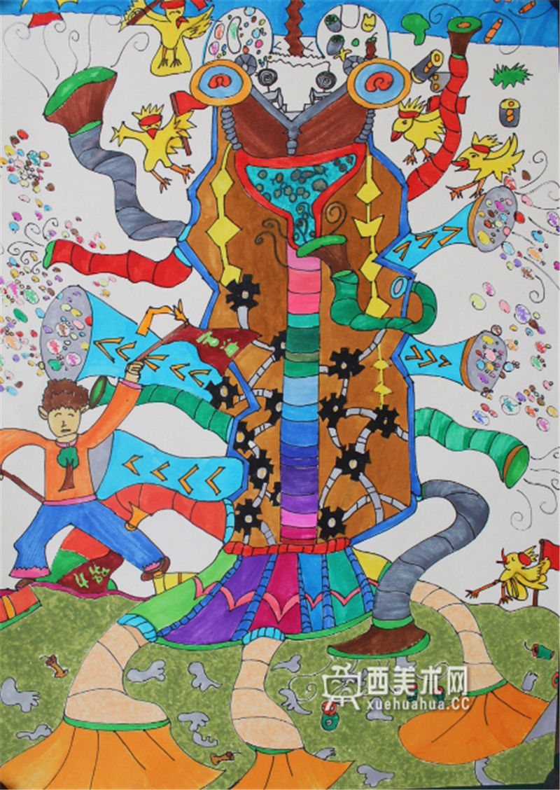 小学生科幻画《氧气制造机》(1)